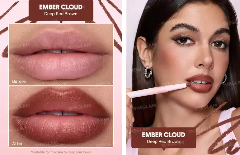 خط لب قهوه‌ای-قرمز شیگلم رنگ Ember Cloud