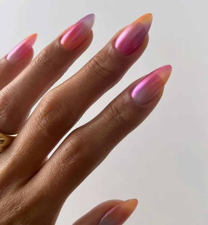 طراحی ناخن کروم آمبره سان ست