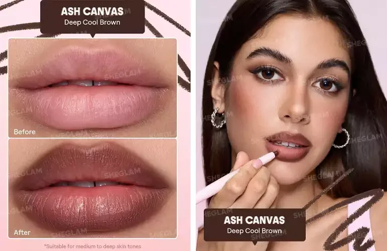 خط لب قهوه‌ای-دودی شیگلم رنگ Ash Canvas