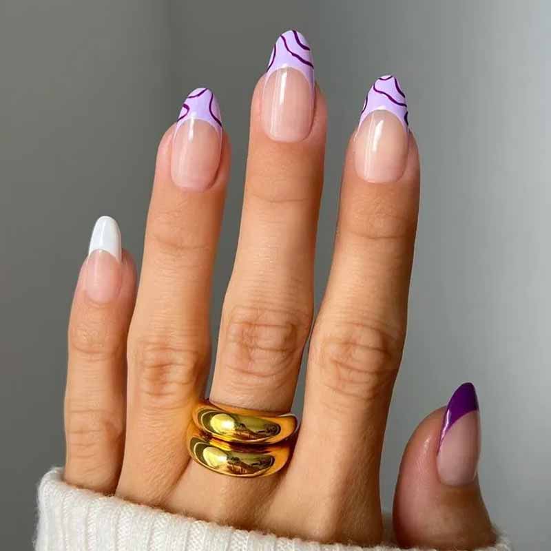 طراحی فرنچ ناخن نئونی موج دار